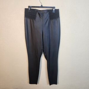 Simply Vera Vera Wang Black Faux Leather Skinny Pants Large (5953)